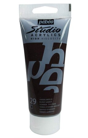 Peinture studio acrylique tube ombre brulée 100 ml pébéo