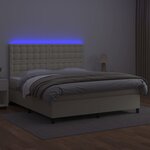 vidaXL Sommier tapissier et matelas et LED Crème 160x200 cm Similicuir
