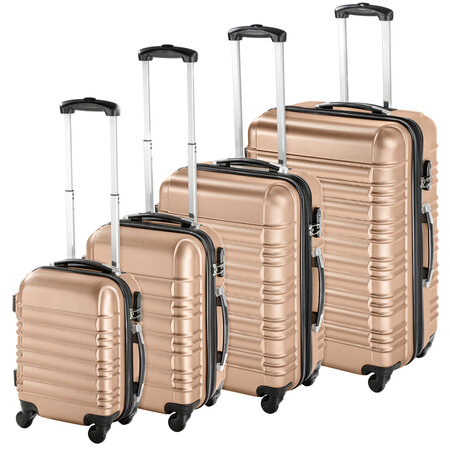 Tectake set de 4 valises trolley - abs - 4 roues pivotantes à 360° - champagne