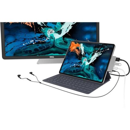 HYPER Hub USB-C HyperDrive 4-en-1 pour iPad Pro / Air - Ports : HDMI 4K30Hz - USB-A 5 Gbit / s - USB-C 5 Gbit / s 60 W - Silver
