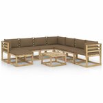 vidaXL Salon de jardin 9 Pièces avec coussins bois de pin imprégné