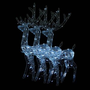 vidaXL Décorations de Noël de renne Acrylique 3 Pièces 120 cm Blanc froid