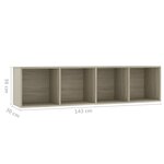 vidaXL Bibliothèque/Meuble TV Chêne sonoma 143 x 30 x 36 cm