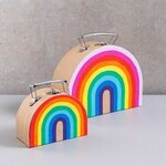 Valise en carton semi-circulaire à décorer 20 x 15 x 7 cm