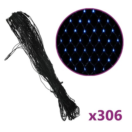 vidaXL Filet lumineux bleu de Noël 3x3 m 306 LED Intérieur/extérieur