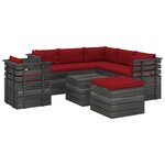 vidaXL Salon palette de jardin 8 Pièces avec coussins Bois de pin massif