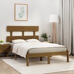 vidaXL Cadre de lit Marron miel Bois massif 135x190 cm Double