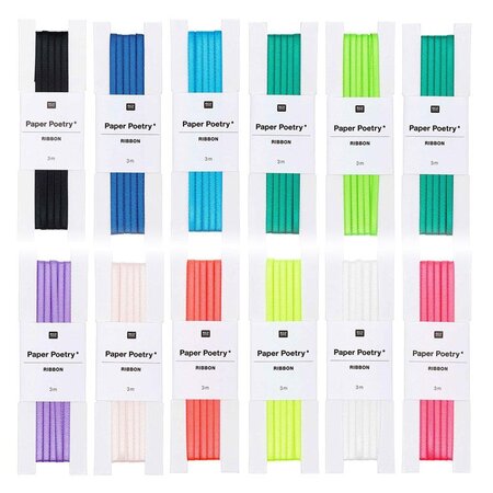 12 rubans de satin 3 m - multicolore