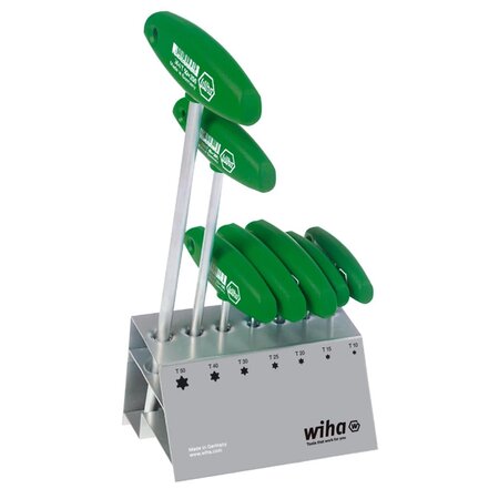 Wiha jeu de clés torx avec poignée en t 7 pièces 364 vb vert