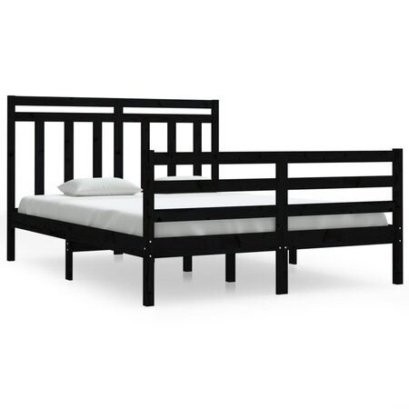 vidaXL Cadre de lit Noir Bois de pin massif 140x190 cm