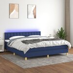 vidaXL Sommier tapissier avec matelas et LED Bleu 180x200 cm Tissu