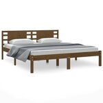 vidaXL Cadre de lit Marron miel Bois massif 180x200 cm Super King