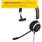 Jabra evolve 40 uc stereo headset - casque audio unified communications pour voip softphone avec annulation passive du bruit - c