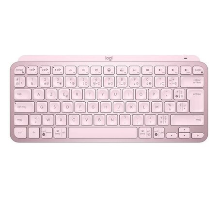 Clavier sans fil logitech - mx keys mini - rose - compact  bluetooth  rétroéclairé pour mac  ios  windows  linux  android