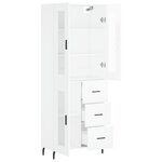 vidaXL Buffet haut Blanc brillant 69 5x34x180 cm Bois d'ingénierie