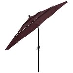 vidaXL Parasol à 3 niveaux avec mât en aluminium Bordeaux 3 5 m