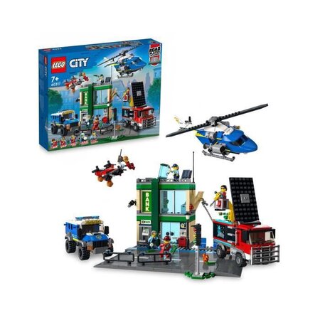 Lego 60317 city la course-poursuite de la police a la banque  jouets drone et 2 camions pour enfants +7 ans  sets d'aventures