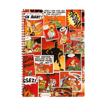 Cahier à spirales a4 - 100 pages lignées - astérix et obélix - bd rouge
