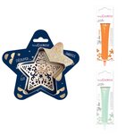 Kit pour biscuit en relief Étoile + 2 Stylos au chocolat orange et vert d'eau