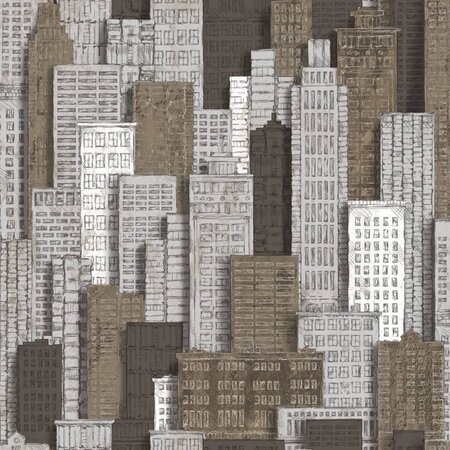 Urban Friends & Coffee Papier peint Appartement en ville Blanc et doré