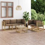vidaXL Salon de jardin 6 Pièces avec coussins taupe