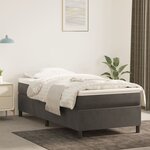 vidaXL Sommier à ressorts de lit Gris foncé 90x190 cm Velours