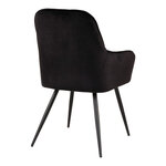 Chaise de salle à manger à accoudoirs en velours noir avec pieds noirs