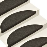 vidaXL Tapis d'escalier autocollants 15Pièces Marron 65x21x4cm Aiguilleté