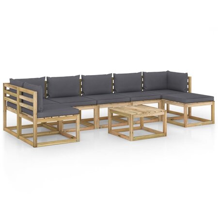 vidaXL Salon de jardin 8 Pièces avec coussins bois de pin imprégné