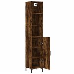 vidaXL Buffet haut Chêne fumé 34 5x34x180 cm Bois d'ingénierie