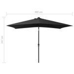 vidaXL Parasol avec LED et mât en acier Noir 2x3 m