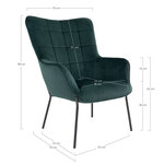Fauteuil en velours vert avec pieds noirs