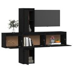 vidaXL Meubles TV 5 Pièces Noir Bois massif de pin
