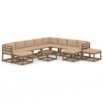 vidaXL Salon de jardin 12 Pièces avec coussins Beige