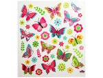 Autocollants - Papillons colorés roses - Dorures et paillettes