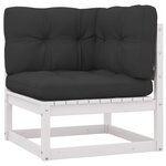 vidaXL Salon de jardin 8 Pièces avec coussins Blanc Bois de pin massif