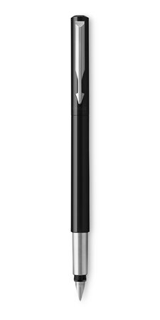 PARKER Vector stylo plume, noir avec attributs chromés, pointe moyenne, encre bleue, coffret cadeau