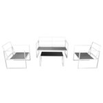 vidaXL Salon de jardin 4 Pièces avec coussins Acier Blanc