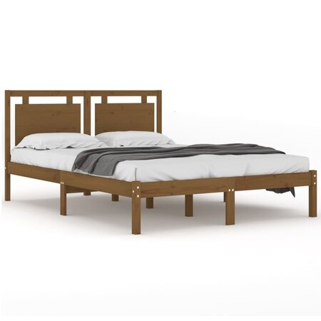 vidaXL Cadre de lit Marron miel Bois massif 180x200 cm Super King