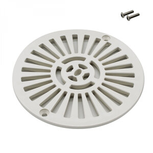 Grille bonde de fond ronde avec vis pour piscine liner - Diam 17,7 cm - Blanc