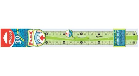 Règle plate Triple Décimètre Incassable Flex 30 cm Bleu ou Vert MAPED
