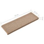 vidaXL Tapis d'escalier 15 Pièces 65x21x4 cm Marron clair