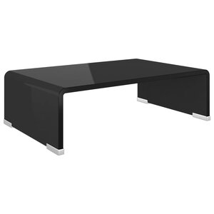 vidaXL Meuble TV/ Support pour moniteur 40 x 25 x 11 cm Verre Noir