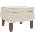 vidaXL Chaise à bascule avec pieds en bois et tabouret Crème Velours