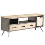 vidaXL Meuble TV Bois de manguier massif et acier 120 x 30 x 45 cm