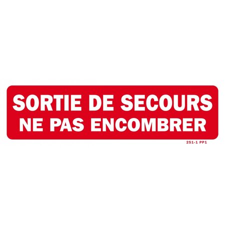 Panneau "sortie de secours ne pas encombrer " 300 x 100 mm