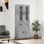 vidaXL Buffet haut Gris béton 69 5x34x180 cm Bois d'ingénierie