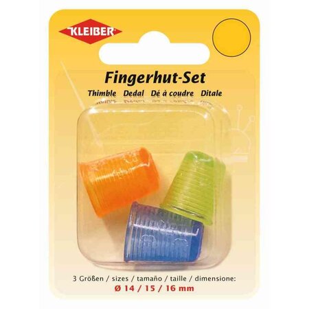Set de 3 dés à coudre de 14 mm, 15 mm et 16 mm, bleu orange et vert KLEIBER