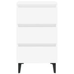 vidaXL Table de chevet avec pieds en métal Blanc 40x35x69 cm