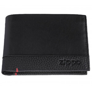 Porte-feuille zippo noir bi textures